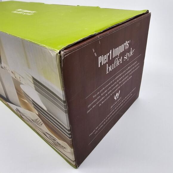 Pier 1 Imports Vintage Retired Buffet Style Flatware Caddy 4 pc Set NEW NIB - Picture 3 of 9